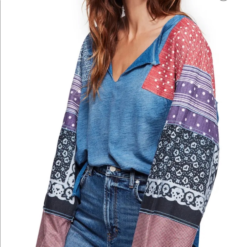 Free people Shibuya tunic denim looking top NWOT